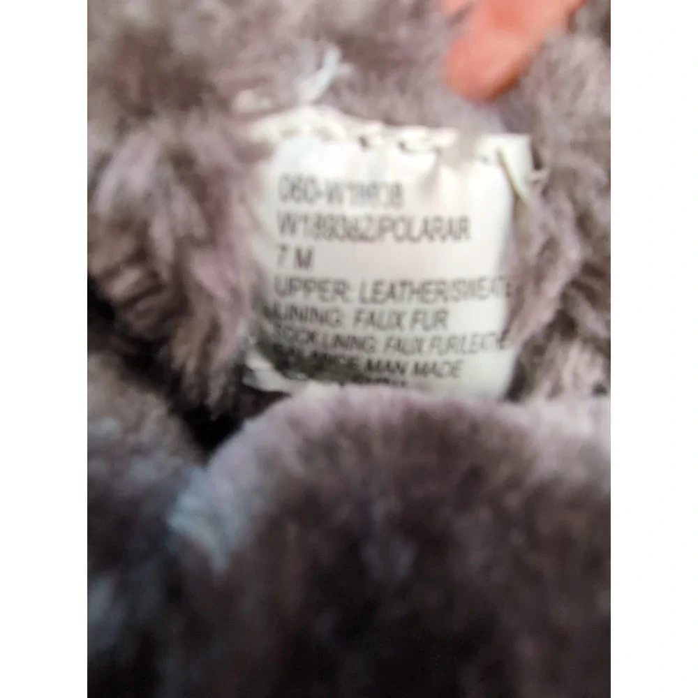 White Mountain Boots Womens Polarair Gray 7 Suede‎ Winter Shoes Fur Trim Pull On